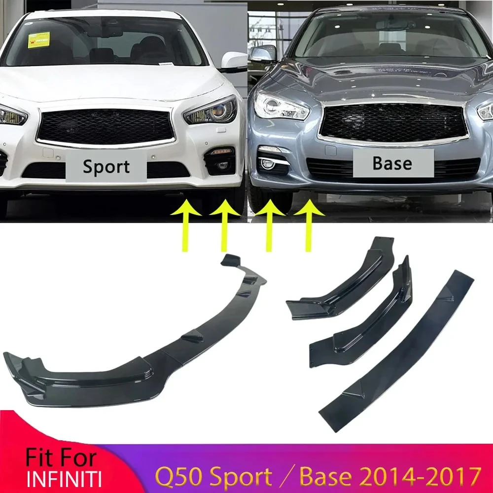 

Front Bumper Spoiler Lip for INFINITI Q50 Sport / Base 2014-2017 Splitter Diffuser Canard Blade Guard Protector Body Kits Tuning