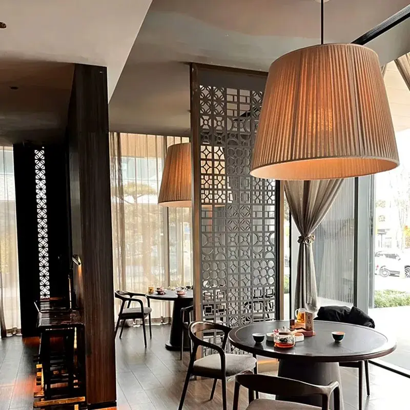Wabi Sabi Vintage Fabric LED Pendant Lights Artistic Atmosphere Chandelier Living Room Bedroom