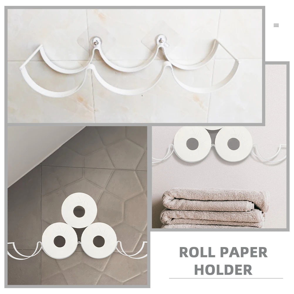 

White 3 Layer Paper Towel Holder Metal Iron Dispenser Strong Space Saving Design Easy Clean Long Use Smooth Edges Safe