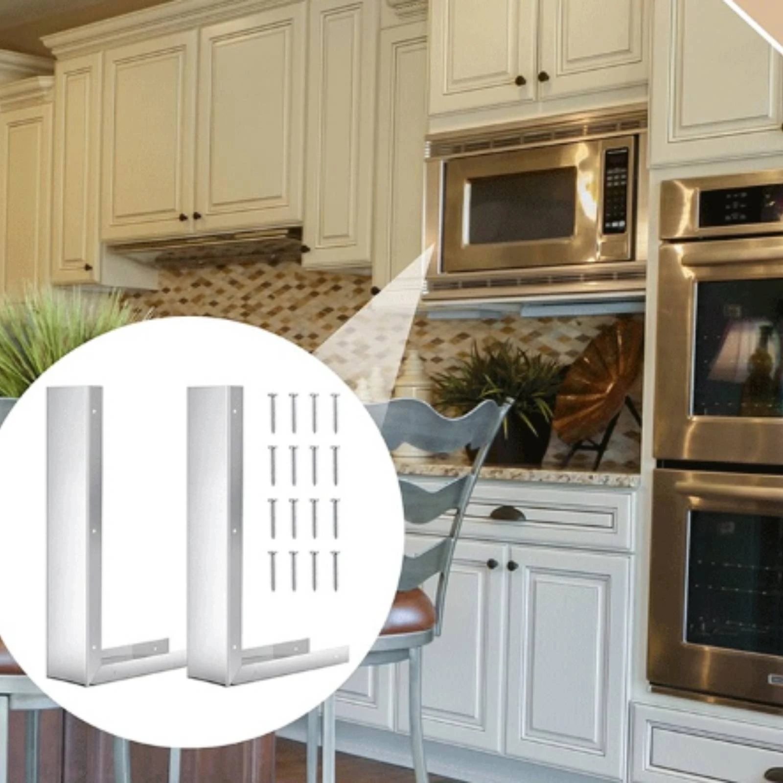 2 Pieces Built in Microwave Side Panel Filler Kit Long-Lasting over-the-Range Microwave Space Filler Bracket Adjustable