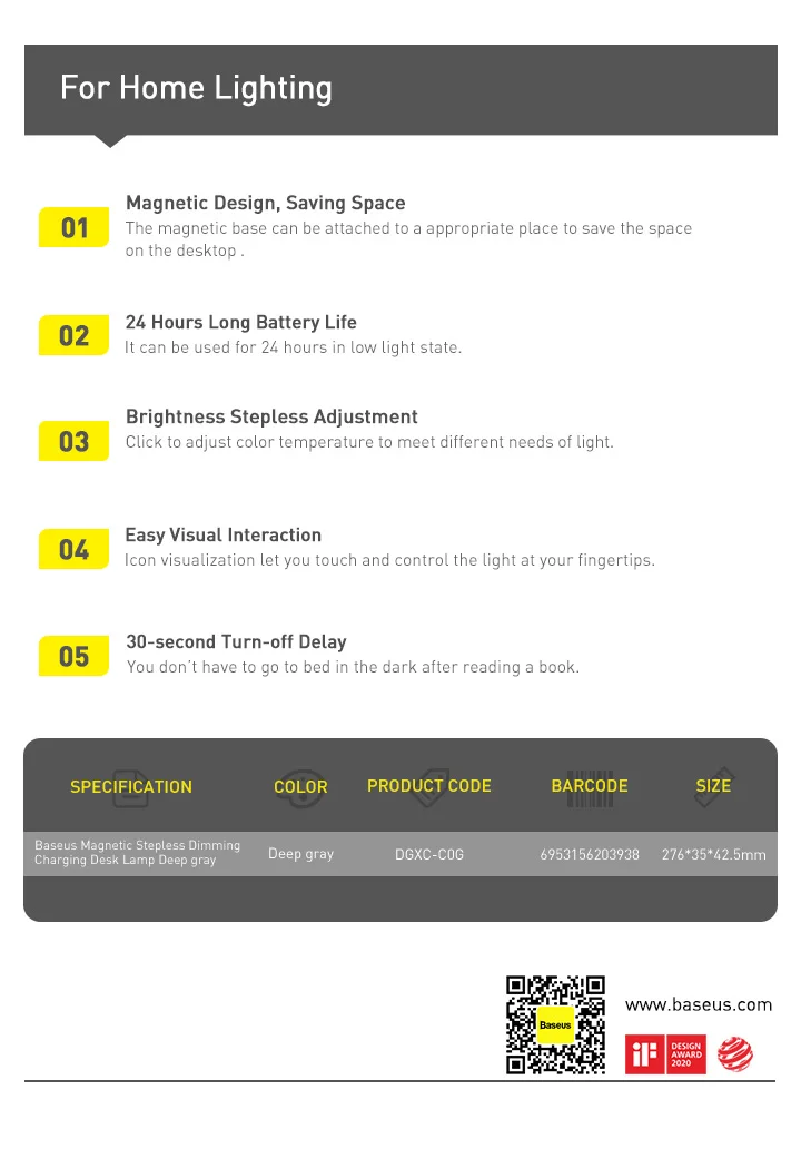 Baseus Night Hanging Magnetic LED Table Stepless Dimming Desk Lamp Rechargeable For Cabinet Bedroom Kitchen Light_maomaolike.com