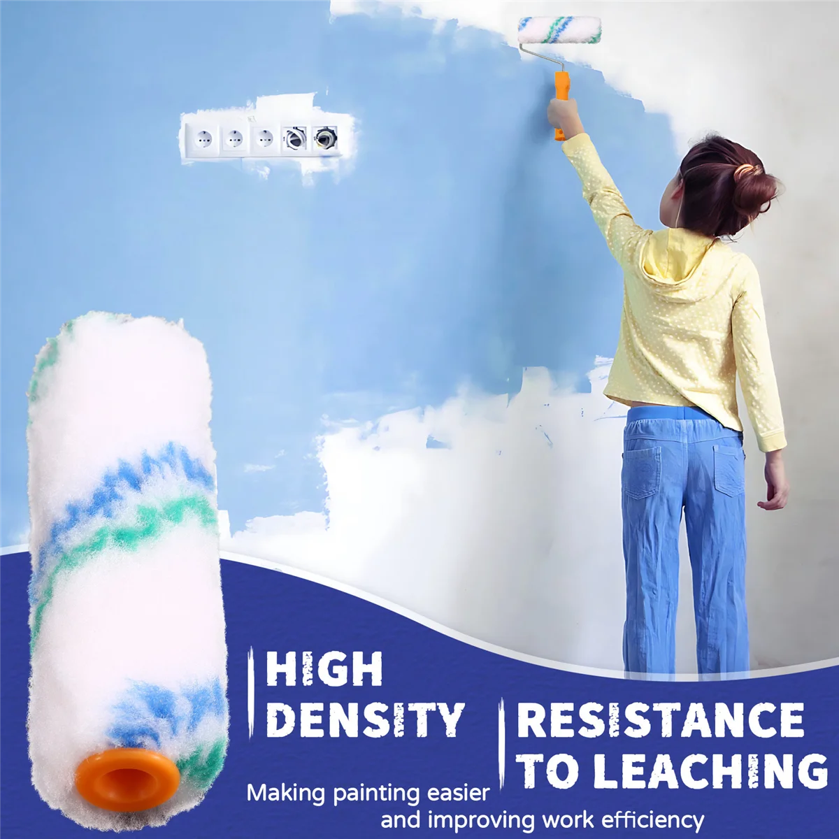

AA08I 50PCS 4inch 100mm Profesional Wall Paint Roller Set Mini Roller Paint Coating Edger Painting Rolling Brush for Wall
