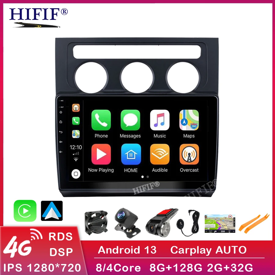 

For Volkswagen Touran 2004-2008 AT 2 Din Car Multimedia Player Android GPS Navigation Head Unit Stereo with Frame WIFI Autoradio