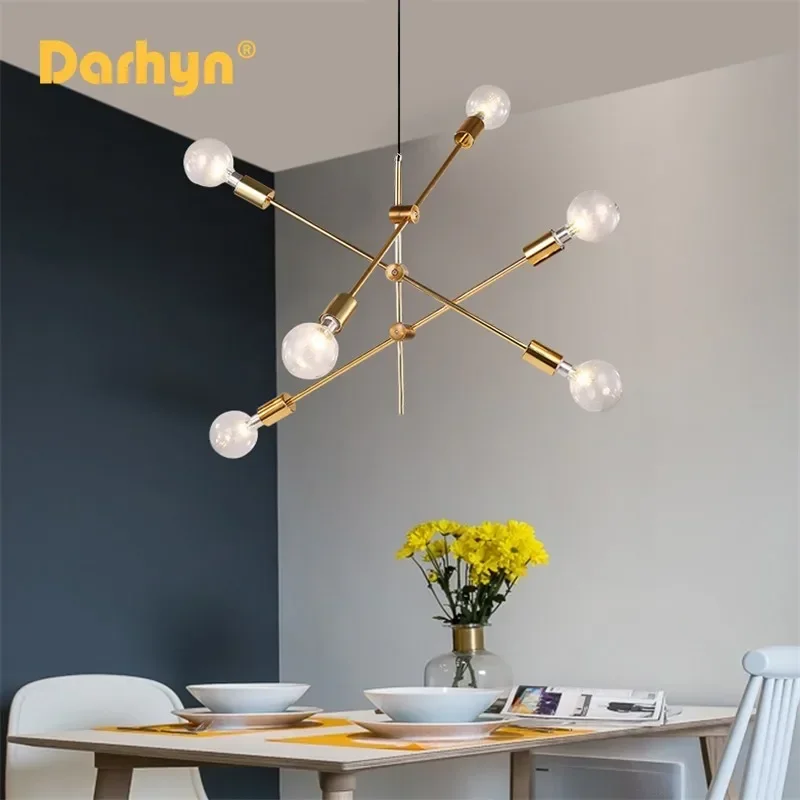 Nordic Chandeliers Modern Long Pole Art Decoration Pendant Lamp E27 Creative Bedroom Dining Room Living Room Magic Bean Light