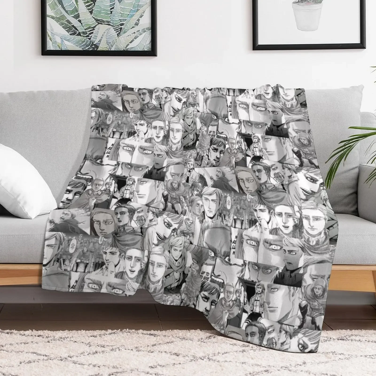 Erwin Smith Manga Panels Throw Blanket Personalized Gift Blankets Sofas Of Decoration Bed Blankets