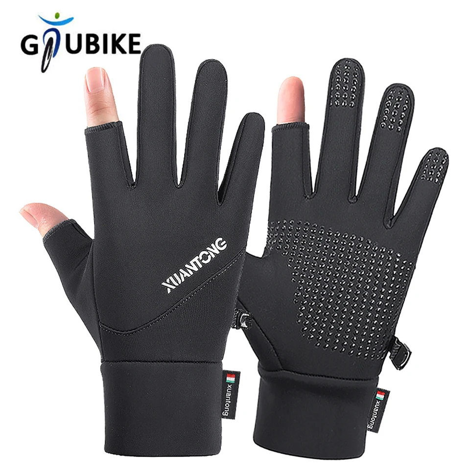 Gtubike 2 Finger schneiden Fahrrad handschuhe Frauen Männer Universal halten warm Angels chutz Anti-Rutsch-Angel handschuhe Outdoor-Angeln