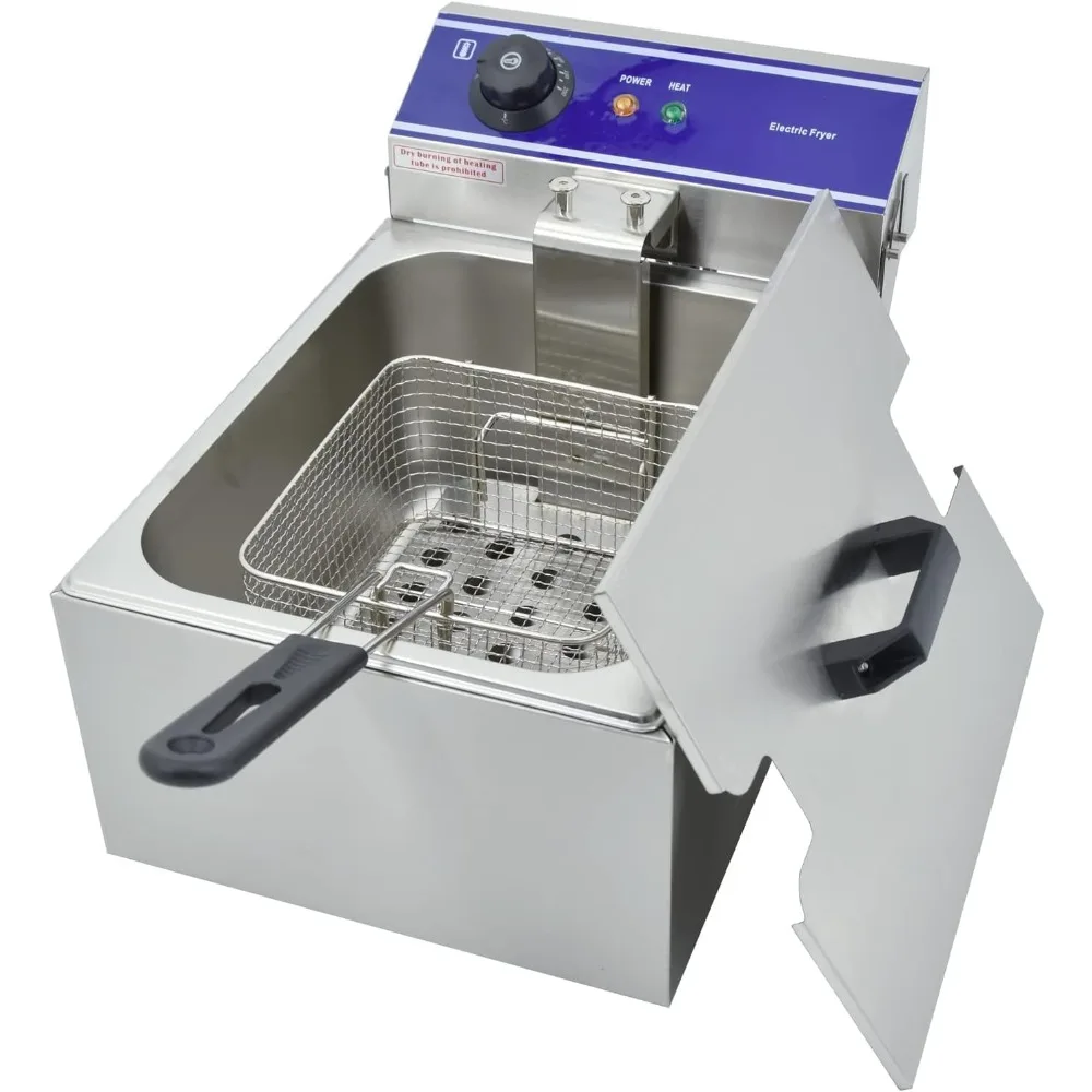 

10.57L Countertop Stainless Steel Deep Fryer with Basket, 1500W Temperature Control