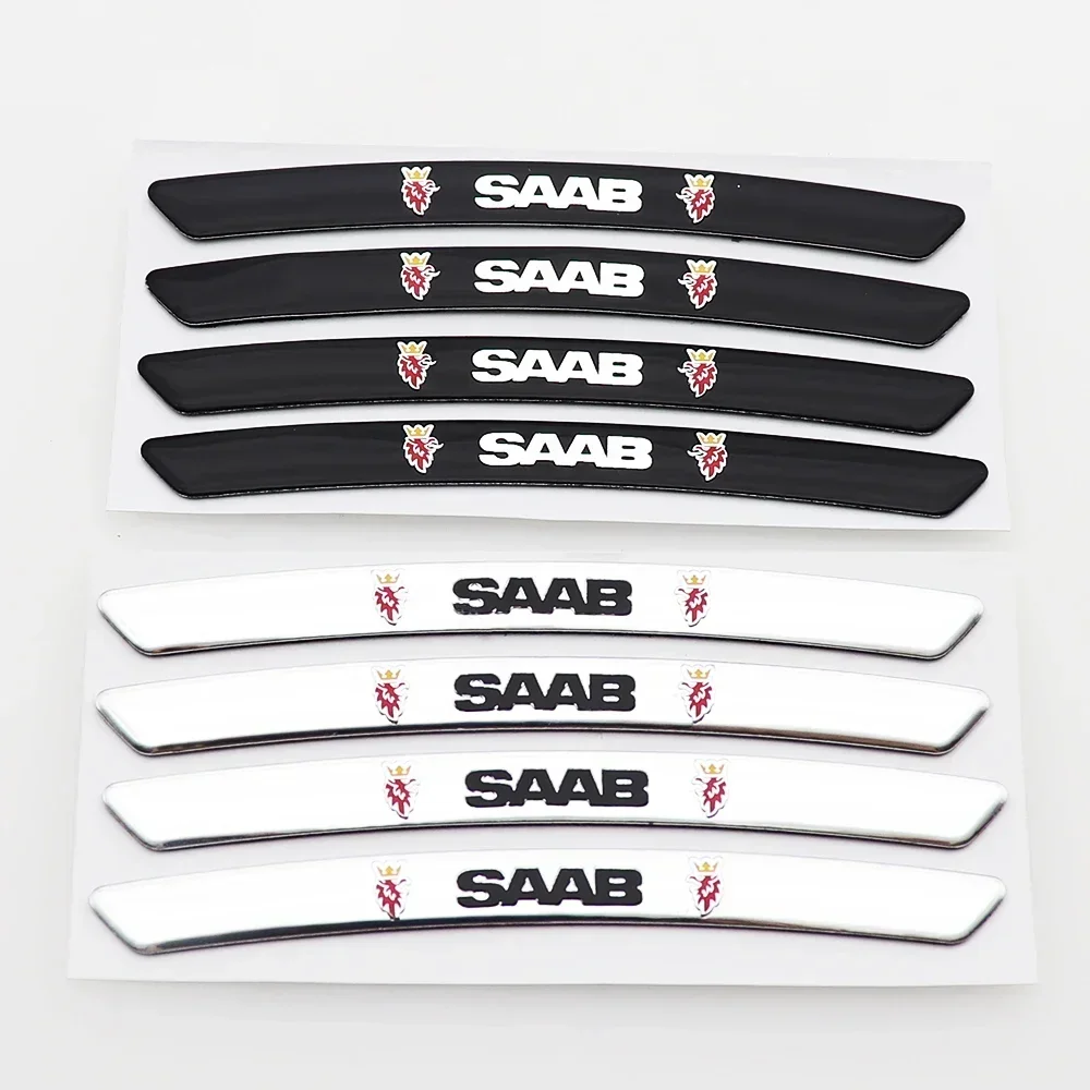 1set 3D Aluminum SAAB Logo Car Wheel Sticker Rim Badge Creative Decoration Emblem Decals Styling Auto Accessories