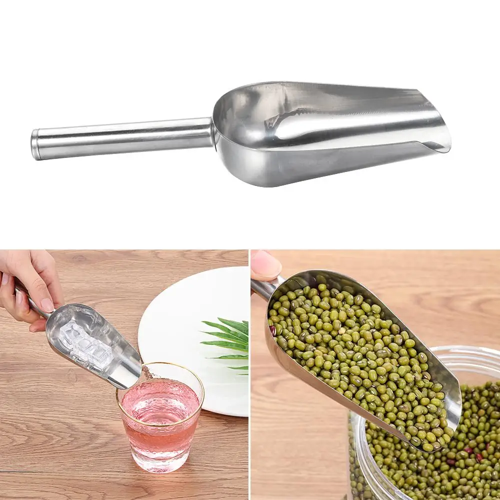 Multi-function 8-inch Stainless Steel Ice Shovel And 6-inch Ice Clip Party Candy Cake Clip Ice Flour Grain Tea Coffee Food Tools