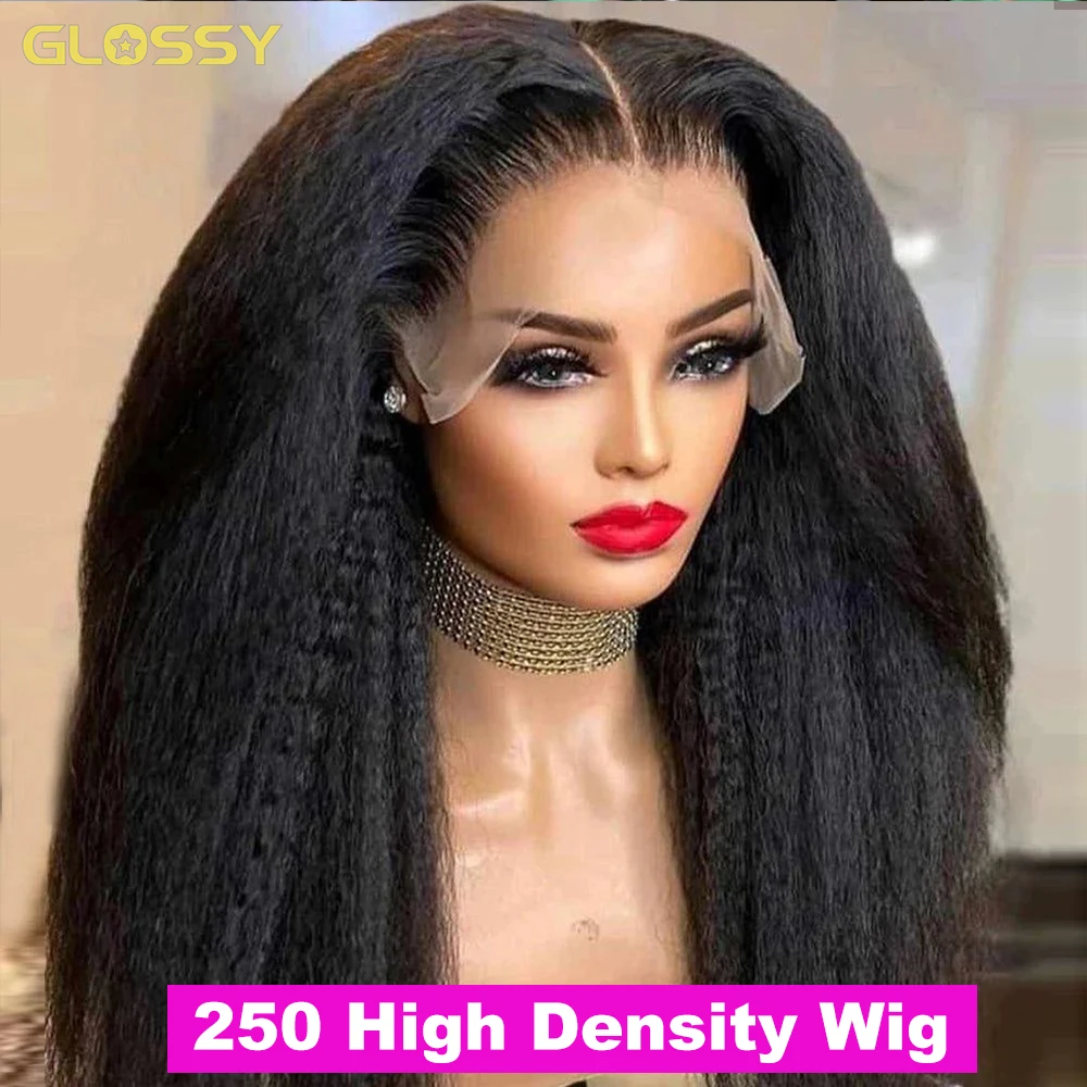 250% 13x6 hd lace frontal kinky straight human hair wigs For Women Glueless Brazilian 13x4 Yaki Straight lace front Wig On Sale