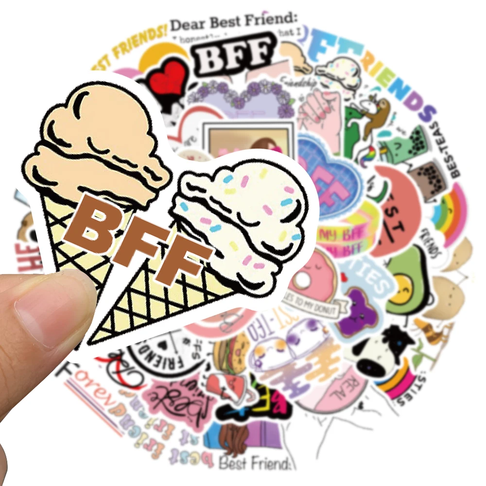 50pcs Cute Cartoon Heart Friendship Waterproof Graffiti Stickers For Laptop Phone Water Bottle Skateboard Car Decals Kids Toy