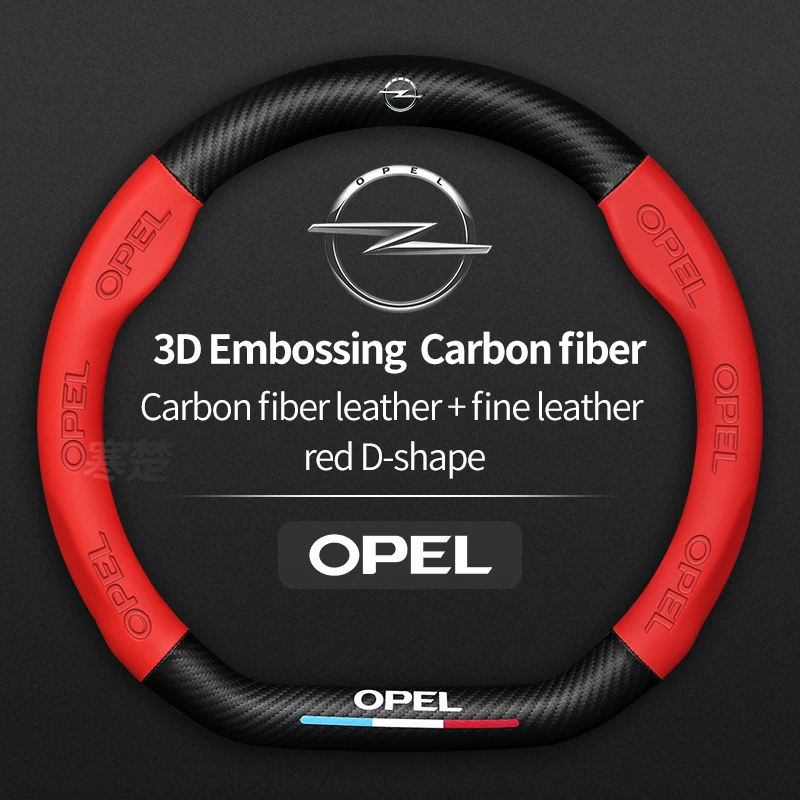 Für Opel OPCline ASTRA CORSA INSIGNIA MOKKA VECTRA GTC Tigra Carbonfaser-Leder-Lenkradbezug Anti-Rutsch-Zubehör
