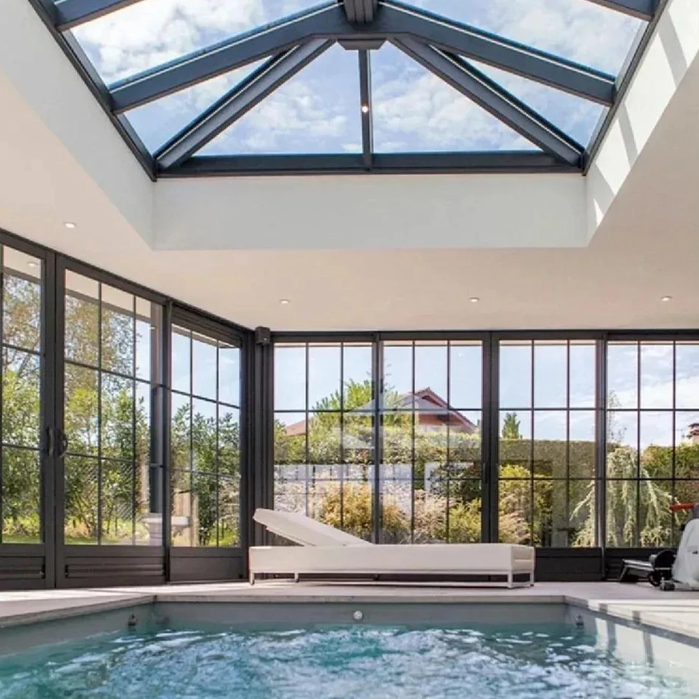 Any Size Custom Curved Tempered Glass Villa Luxury Sunroom Four Seasons Insulated Thermal Break Weatherproof Windproof Rainproof