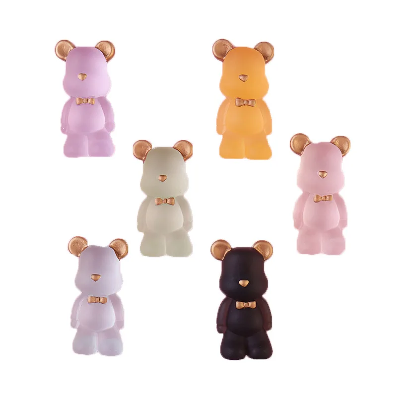 Resin Lovely Little bear Flatback Cabochon Scrapbook Kawaii DIY Embellishments Accessories 6Pcs  L35