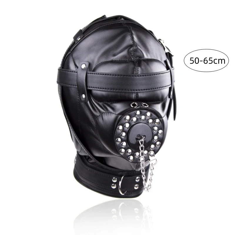 Fetiche negro Cosplay cuero PU máscara facial completa capucha estilo Punk charol máscara para mujer hombre fiesta de Halloween máscara misteriosa