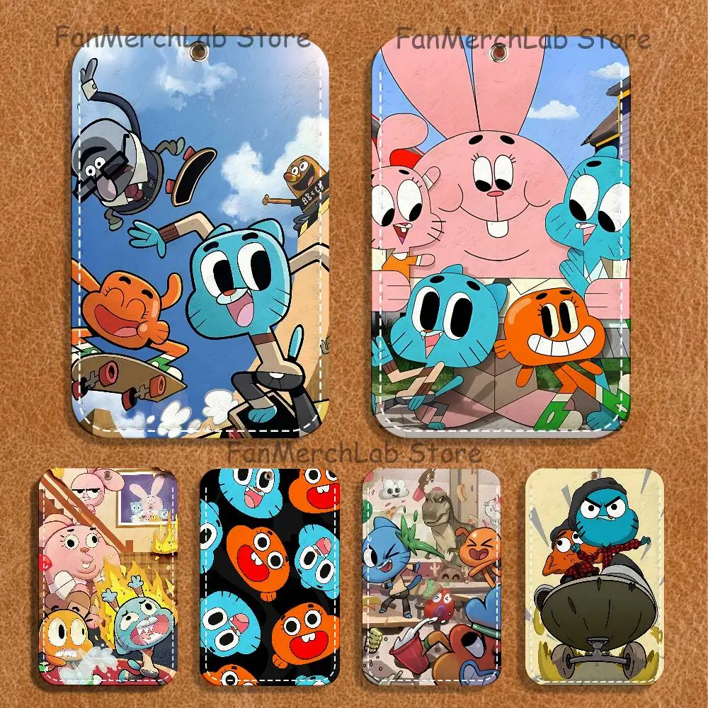 

G-GumballS Cartoon Watterson Holder Keychain For Bank Business Work Card Holder Student Card Protective Case Bus Card