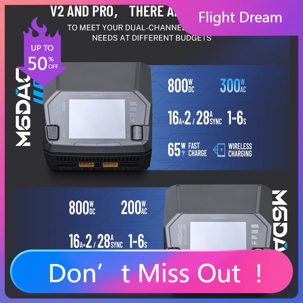 

NYToolkitRC M6DAC V2/ PRO Intelligent dual charger drone model vehicle lithium battery 65W fast charging wireless fast charging