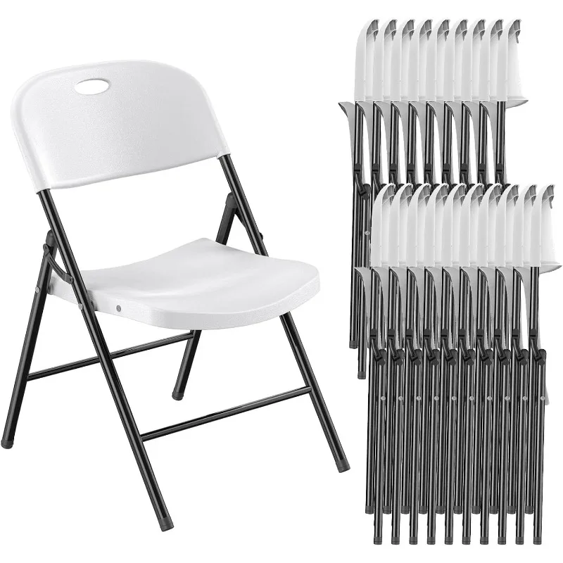 Nazhura 350 Weight Limit Heavy Duty Plastic Folding Chair with Reinfoced Steel Frame for Indoor and Outdoor, Wedding