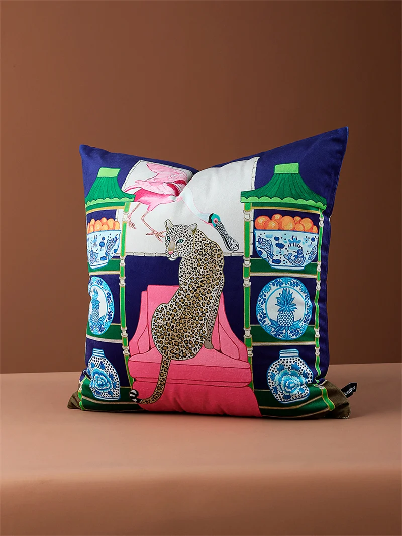 Geometric Pattern Pillow Case, Pillow Cover, Retro Cranes, Cranes Pattern, Piped Cushion Cover, Luxury Decor, 45cm