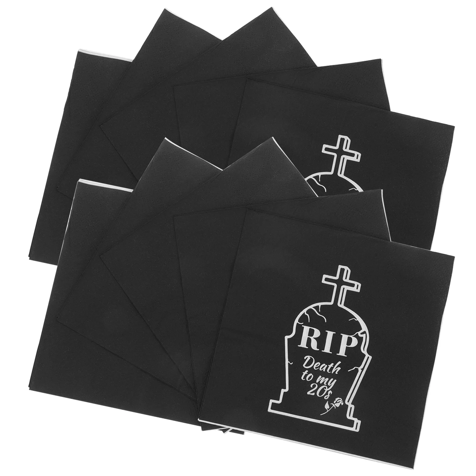 

20pcs Black Tombstone Napkins Halloween Party Supplies Death To My 20S Decorations Spooky Disposable Dinner Hand Towels Table
