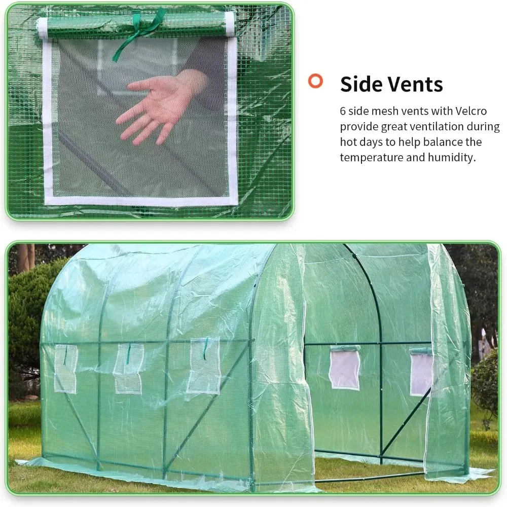 Gardening Greenhouse Walk-in Green House Greenhouse Kit With Observation Windows for Outdoor Plants Growing Home Garden Supplies