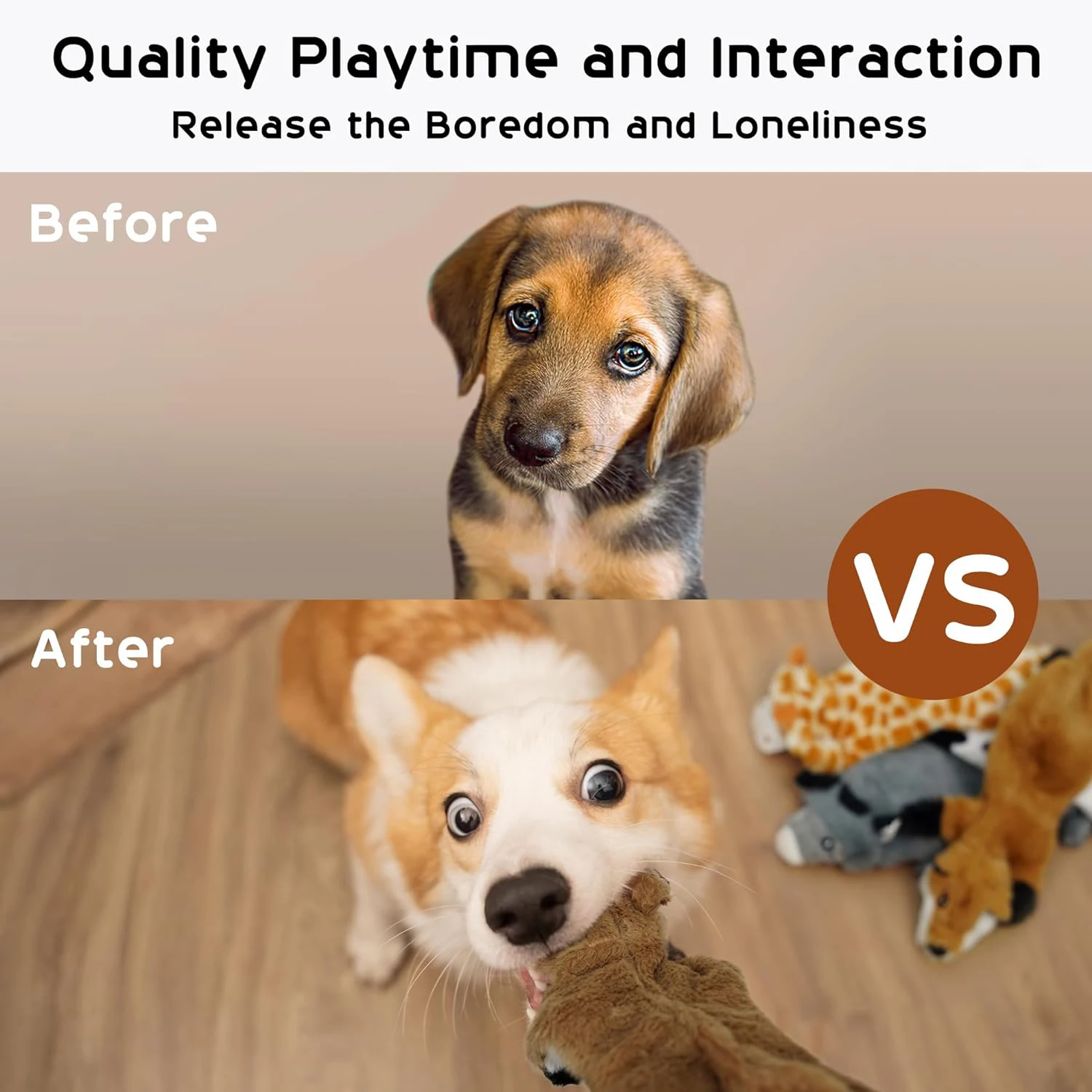 5PCS Crinkle Plüsch Hund Quietschendes Spielzeug Fuchs Giraffe Eichhörnchen Kuh Esel Stil, Keine Füllung Hundespielzeug für kleine, mittelgroße und große Hunde – Detail 5