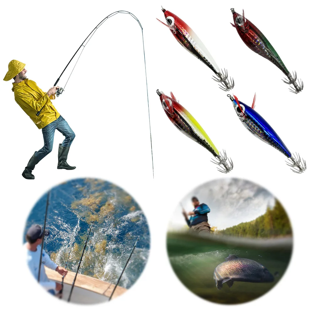 1/2/3 pçs 10cm10g isca de pesca luminosa madeira camarão isca artificial lula gancho polvo choco iscas duras para pesca marítima