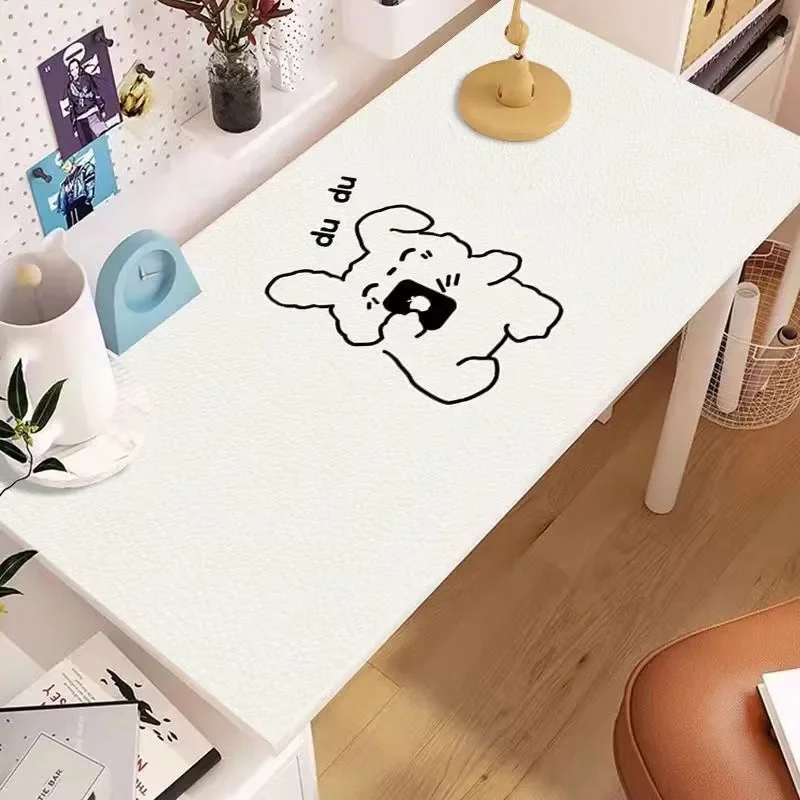 Cute Kitten Puppy Rabbit Bear Pu Leather Mousepad Office Desk Mat Mouse Pad Computer Speed Type Carpet Mat Player Laptop