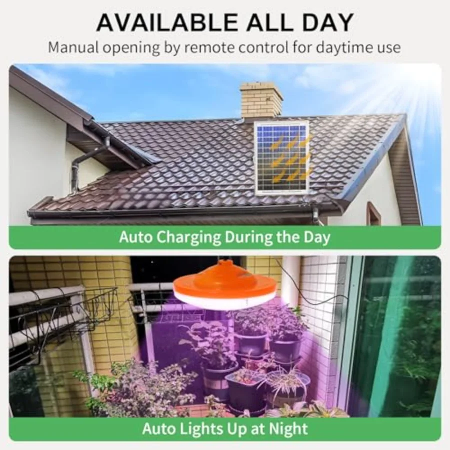 96 LED Solar Grow Lights Battery Powered, Full Spectrum Hanging Grow Light for Indoor Outdoor Plants with Timer, Solar Plant La