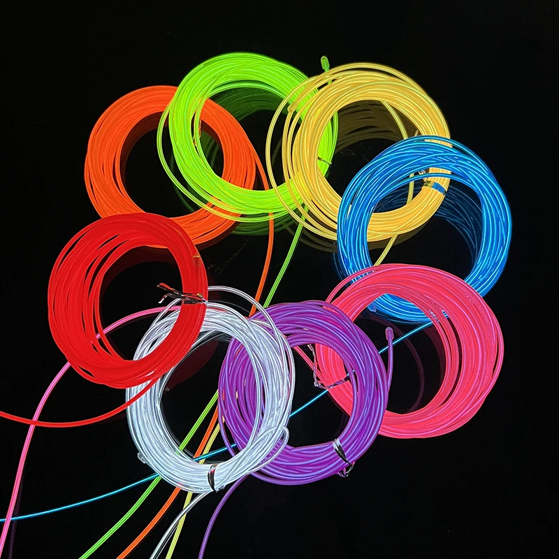 Neon Light LED EL Wire 5/3/1M Glowing Electroluminescent Wire for Party/Birthday/Halloween Decorations Props Glowing in Dark