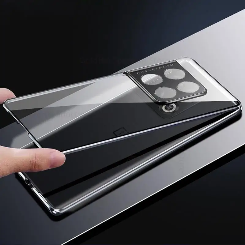 For OnePlus 10 Pro Magnetic Adsorption Tempered Glass Phone Case For One Plus 10 Pro 360 Double-Sided Protector Film Flip Cover