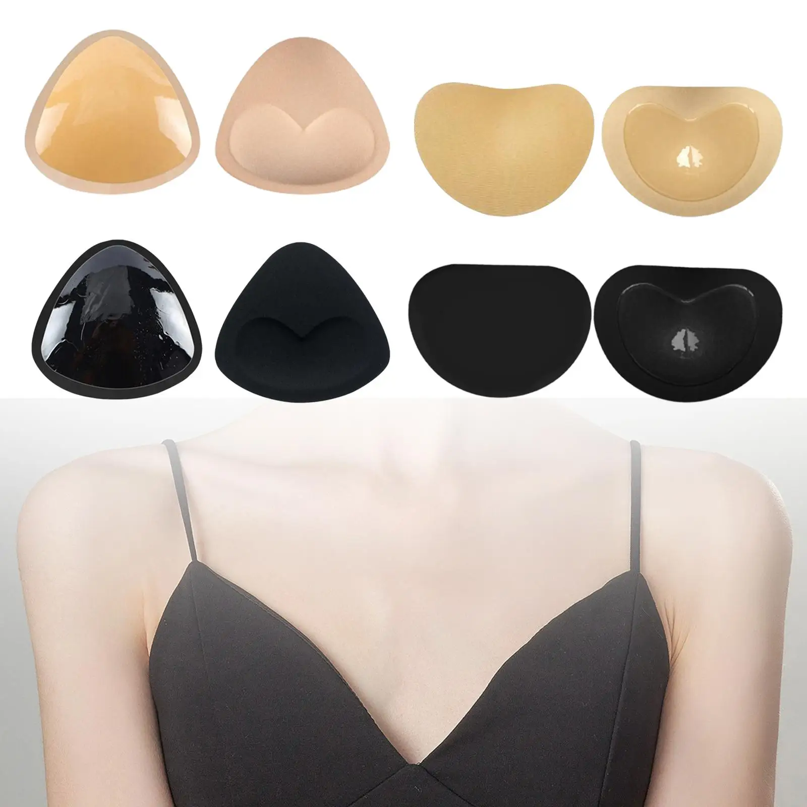 2x Women Bra Pads Inserts Comfortable Waterproof Lightweight Sticky Chest Insert Pads for Swimwear Daily Wear Bikini Yoga Sports