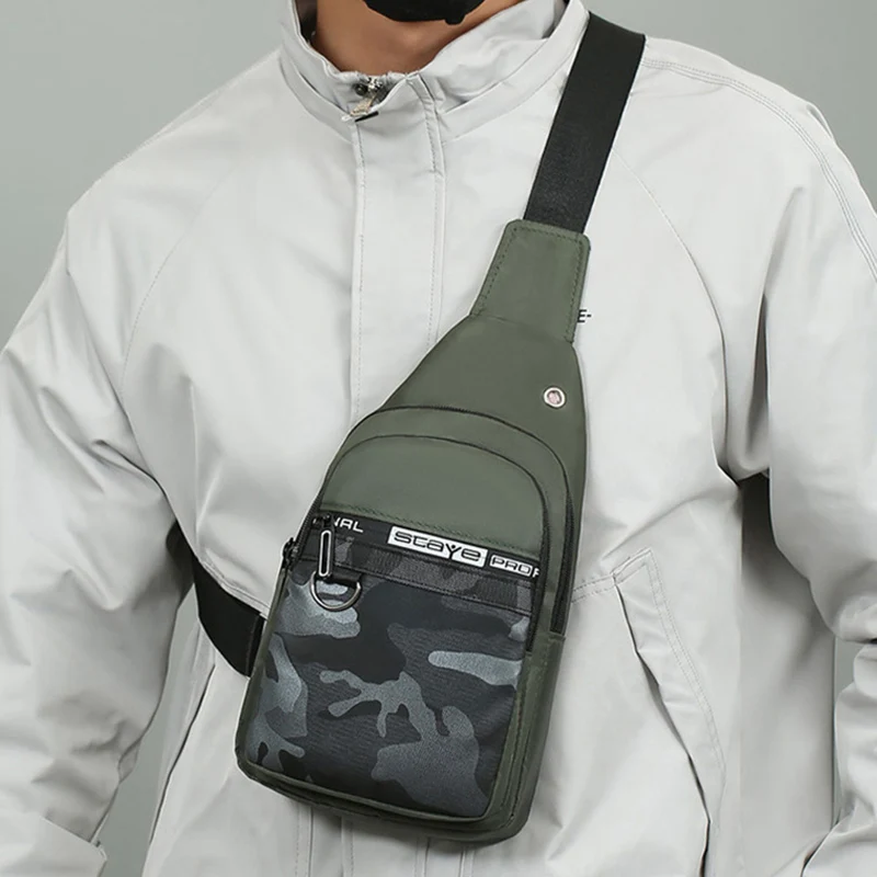 Men's Oxford Chest Bag Phone Waist Pouch Multifunctional Fanny Pack waterproof Sling Bags with Zipper Large Travel Crossbody Bag