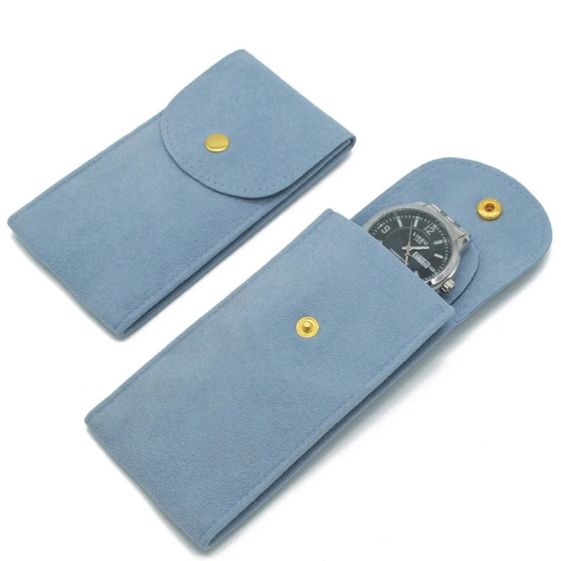 Portable Flannelette Fabric Watch Storage Bag Single Watch Travel Case Display for Men and Women