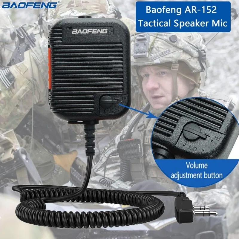 BAOFENG BS-UV25 Tactical Speaker Mic Handheld Speaker with Volume Adjustable for BaoFeng AR-152 UV-5R TYT Kenwood Walkie Talkie view 3