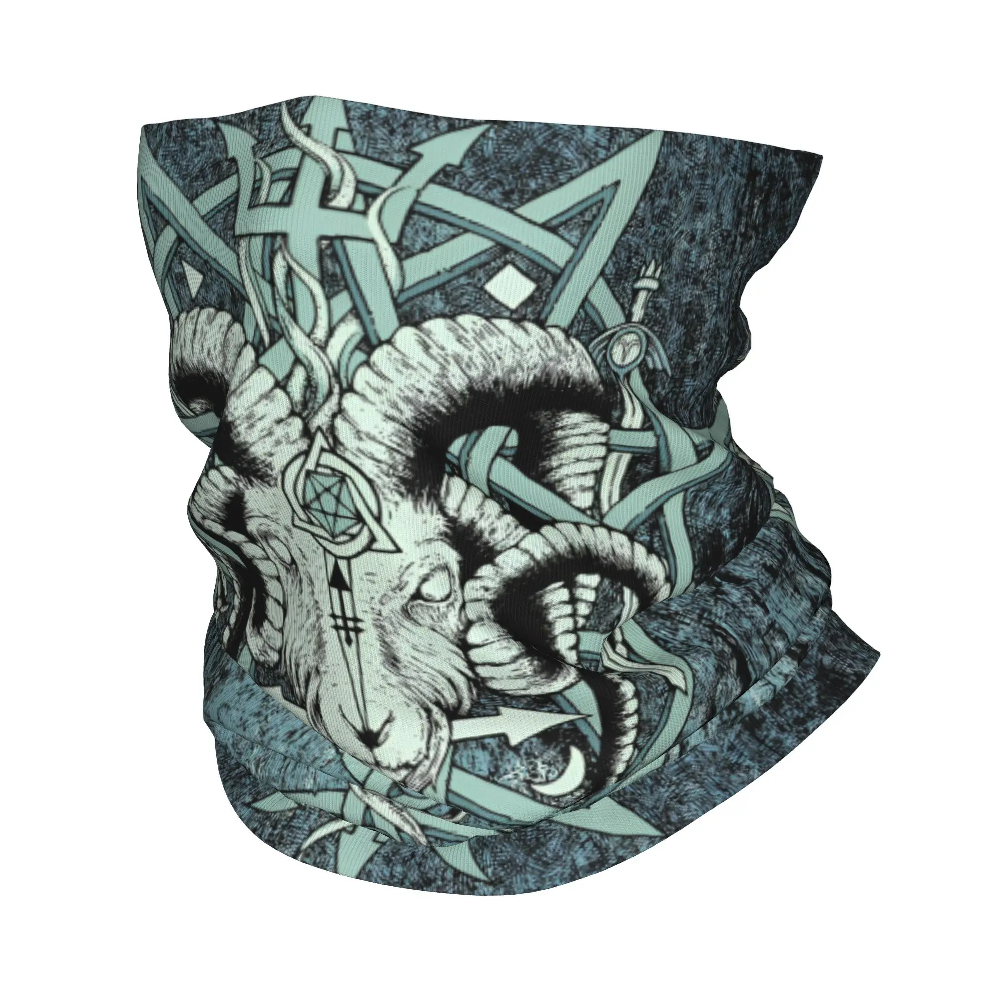 Custom The Sabbatic Goat Baphomet Satanic Occult Pentagram Neck Gaiter Men Women Windproof Winter Hot Bandana Scarf for Ski