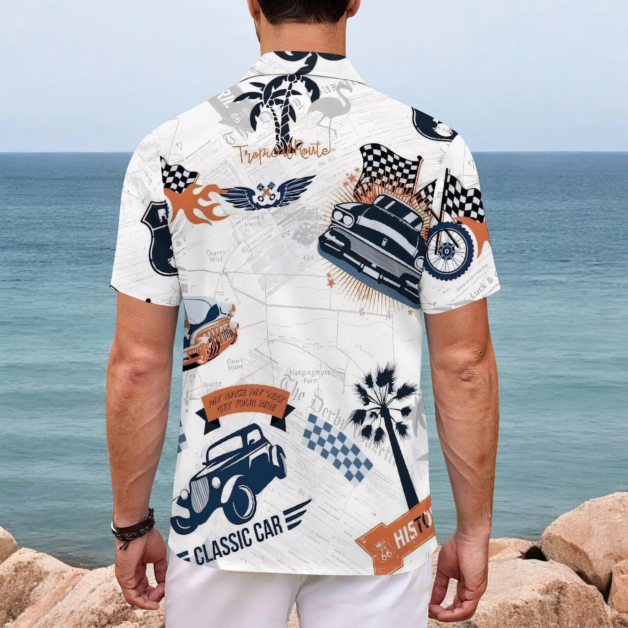 YEAE Men's Green Leaf Printed Shirt 100% Cotton Short Sleeve Casual Beach Fall Modern Style