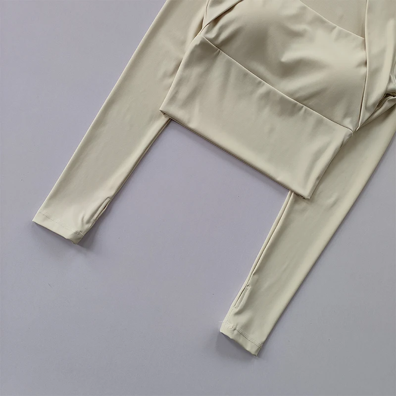 Fitness-Brustpolster-Sporttop für Damen, Langarm-Shirts, Pra Speed Up, kurze elegante Tanz- und Yoga-Kleidung, kleiner Taillenbund, Fitnessstudio – Detail 14