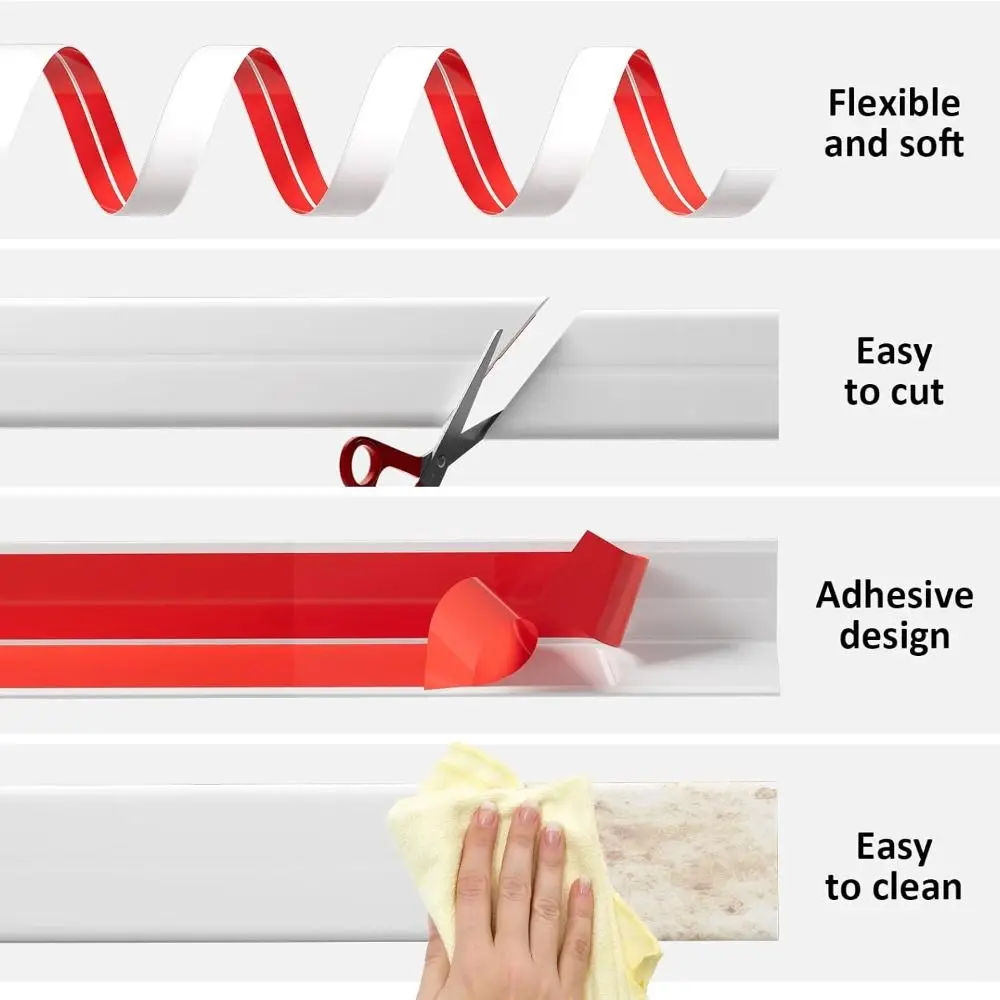 Universal Self Adhesive Wall Corner Protector Peel and Stick Free Cut Caulk Strip 3m Flexible Edge Guard Countertop