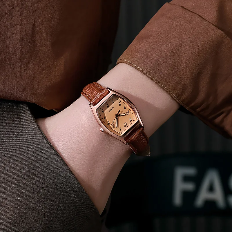 Watch for Women Small Ladies Wristwatches Brown Retro Vintage Leather Bracelet Watch Black Quartz Wristwatches Reloj Mujer