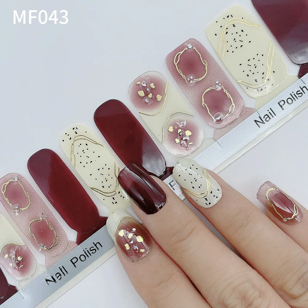 Adesivi per unghie con copertura completa timbrata a 10 dita Nuova lamina calda Flash Pellicola gel per smalto con paillettes Adesivo per unghie duraturo impermeabile