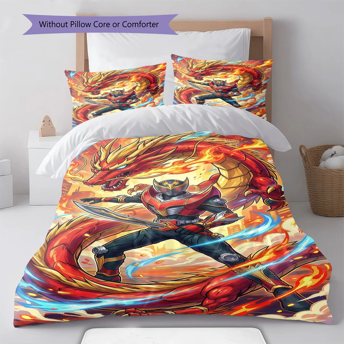Kamen Rider Close Up Armor Bedding Set Anime Duvet Cover Polyester Soft Bed Linen Set -QJY