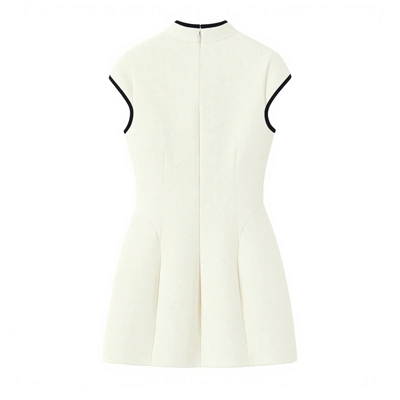 Women's Dress 2026 Summer New Style White Sleeveless Hollow-out Decor Qipao-style Mini Dress Elegant and Fashionable - Image 2