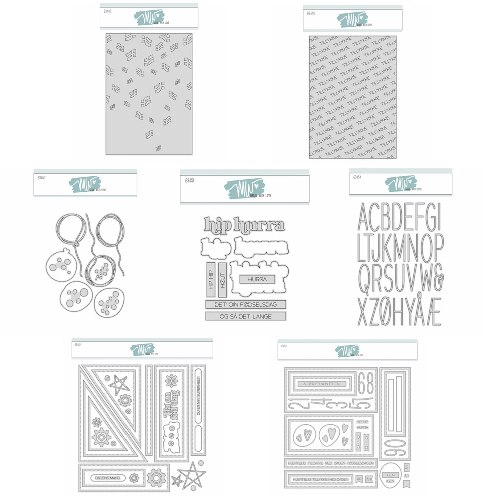 Doodle Balloon Sketches Flag Tillykke Background Cutting Dies for Scrapbooking New 2025 Paper Making Frame Card Craft Supplies