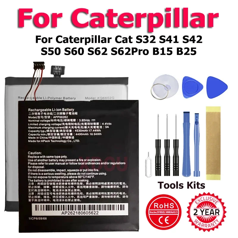 XQ6602G APP00223 APP00262 B25 S42 S50 S60 BL192 Battery For Caterpillar Cat S32 S41 S42 S50 S60 S62 S62Pro B15 B25