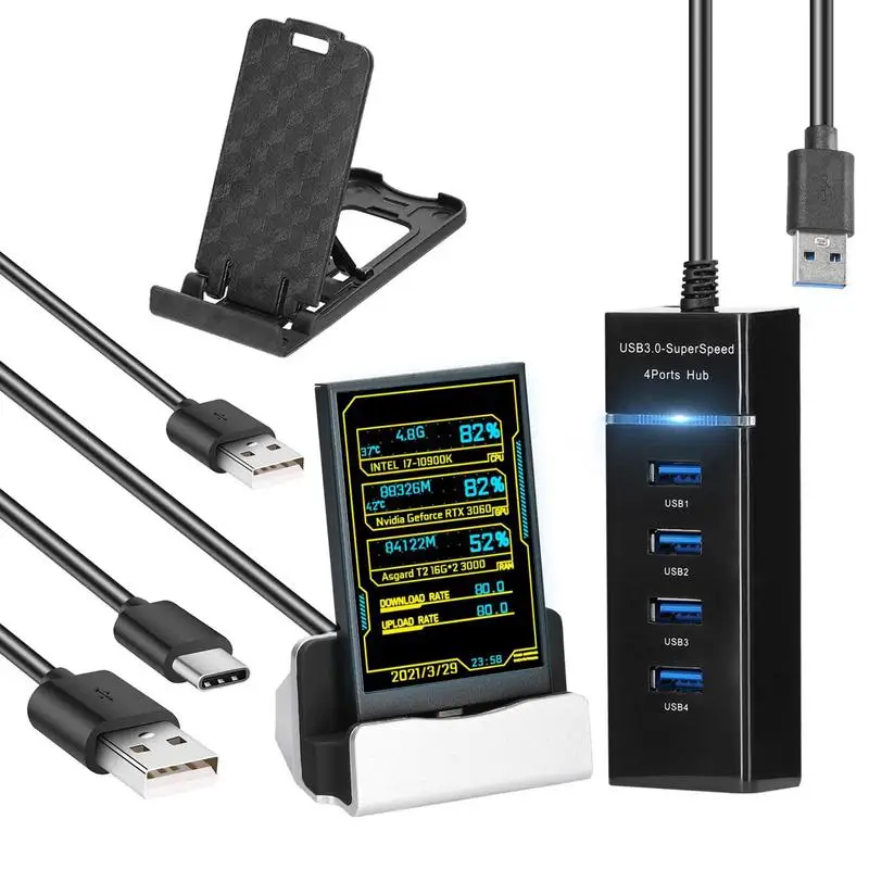 

Портативный мини-монитор для компьютера, 3,5 дюйма, IPS Тип C, вторичный экран для процессора, GPU, RAM, HDD