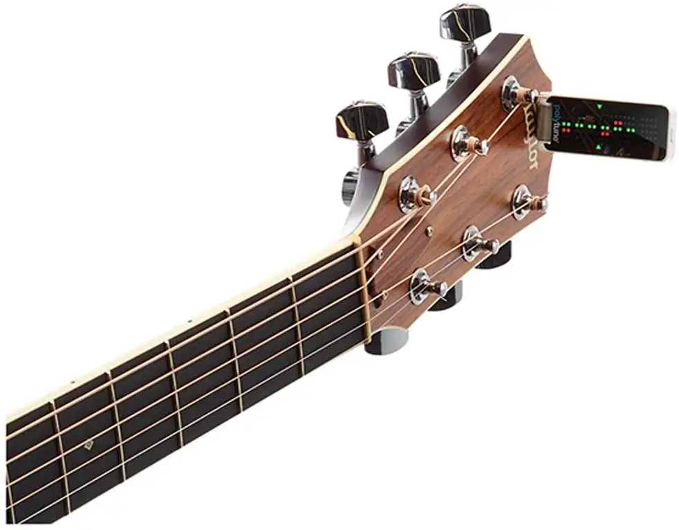 TC klip PolyTune elektronik, baru-on Polyphonic Tuner Headstock Tuner dengan tampilan LED adaptif beberapa mode penyetelan