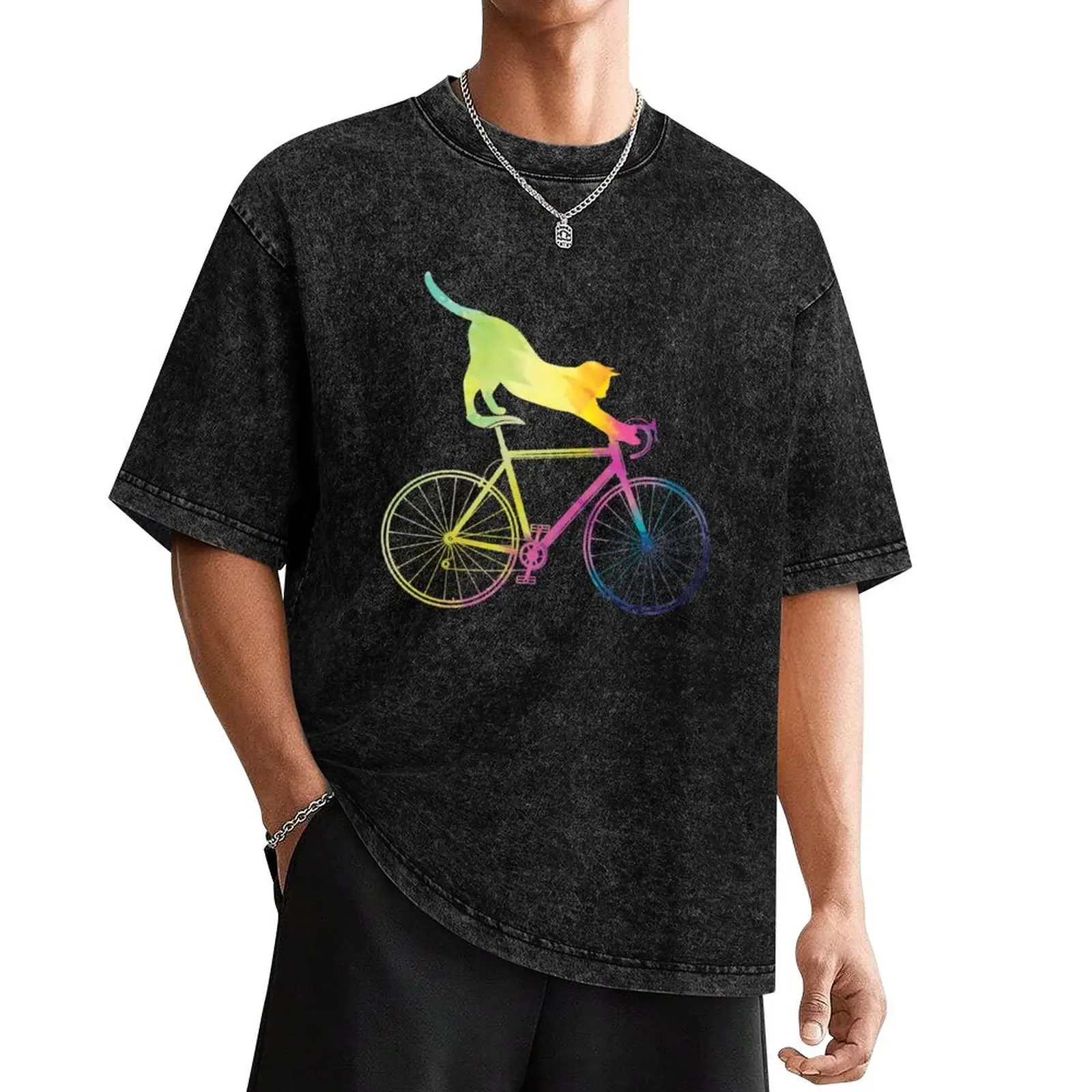 

Cute Cat Riding A Bicycle T-Shirt plus sizes anime figures mens funny t shirts