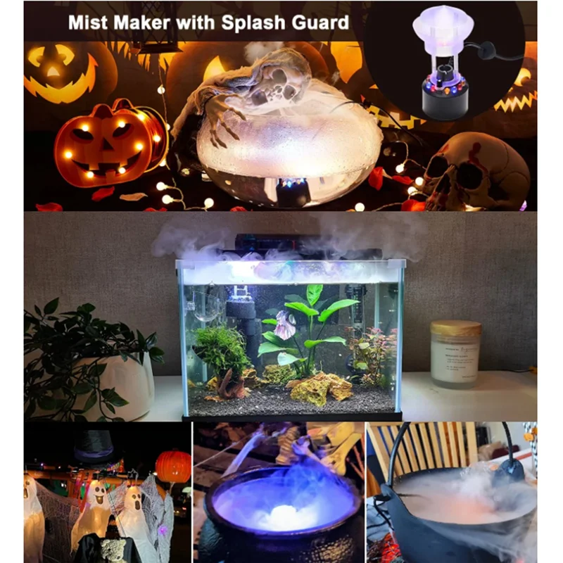 My Home Mist Maker 12 LED Mister Fogger Water Fountain Pond Fog Machine Electric Ultrasonic Atomizer With Splash Guard