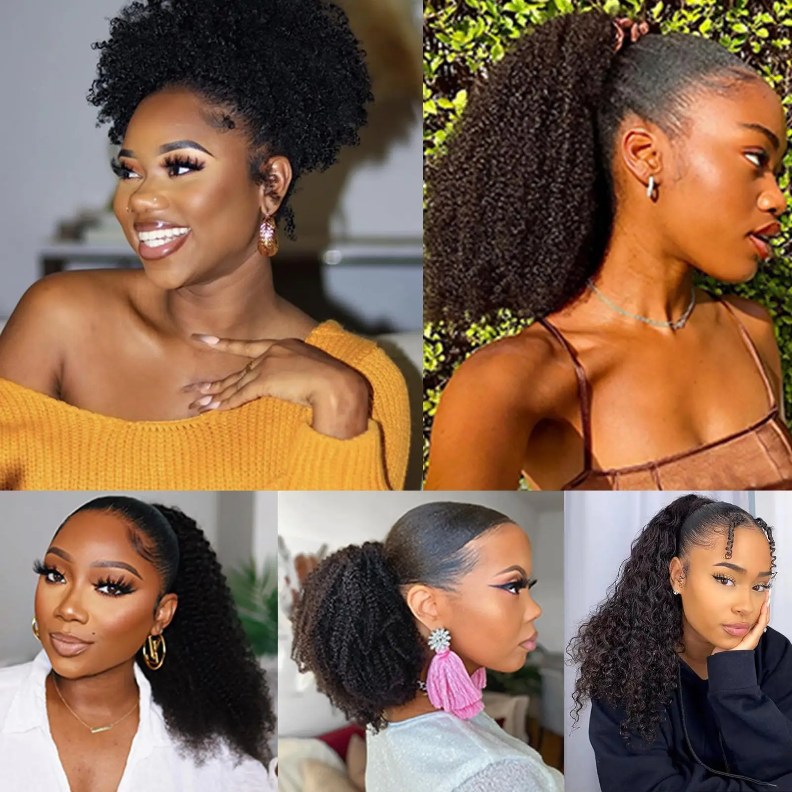 Afro Kinky Curl Drawstring Ponytail Human Hair Ponytail For Black Women Clip in Hair Extensions Human Hair Wrap Ponytails